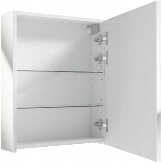 Deftrans Badezimmerspiegel aus Spanplatte mit Schrank 60x50cm Weiß