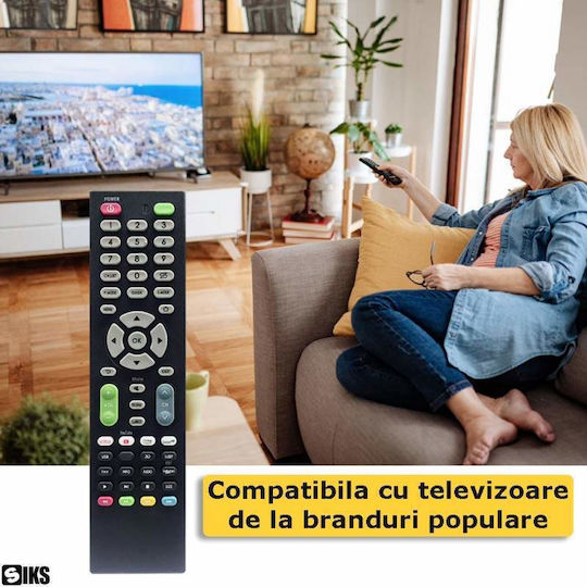Siks Telecomandă Universală Smart TV Pentru Toate Modelele Smart LED LCD TV Funcționează Fără Configurare Înlocuire Compatibilă LG Samsung Sony Philips Panasonic Sharp Butoane Dedicate Netflix Youtube Prime RM-014S Negru
