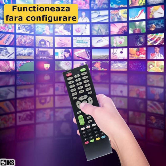 Siks Telecomandă Universală Smart TV Pentru Toate Modelele Smart LED LCD TV Funcționează Fără Configurare Înlocuire Compatibilă LG Samsung Sony Philips Panasonic Sharp Butoane Dedicate Netflix Youtube Prime RM-014S Negru