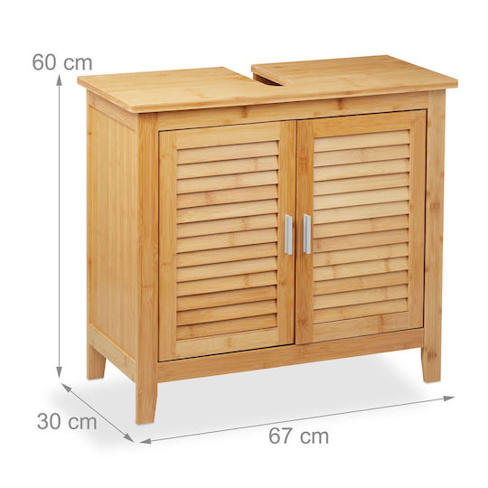 Relaxdays Pătrat fără Unitate de Mobilier pentru Baie M67xB30xH60cm Natural