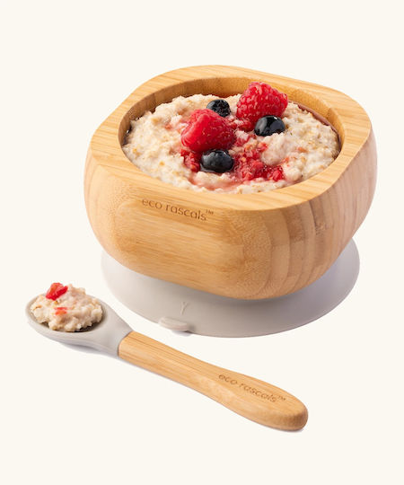 Eco Rascals Bamboo Feeding Set with Anti-Slip Base Beige 2pcs