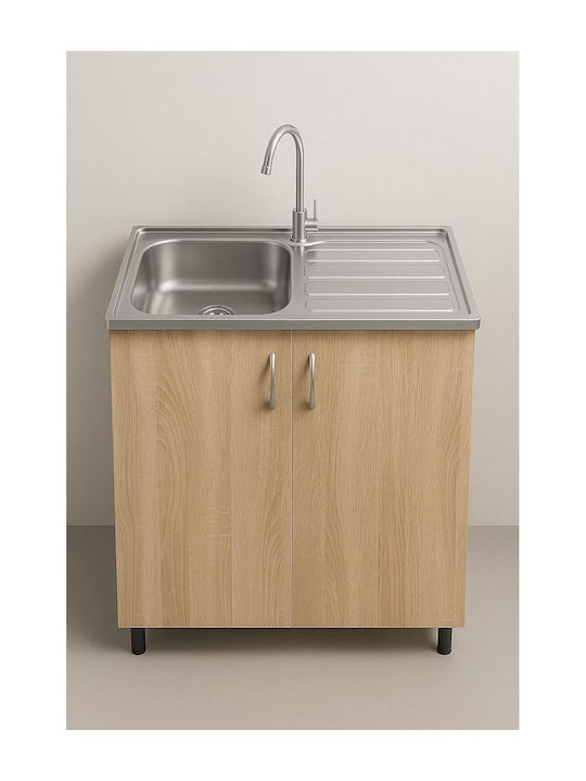 Deante Ентов Кухненски Мивка Inox със Смесител 80x50см Сива