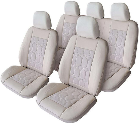 Exclusive Leather Alcantara Beige Seat Covers Set