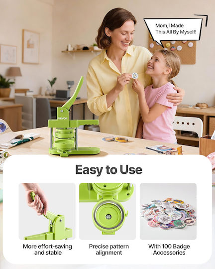 Vevor 75 Mm Plastic Button Maker Machine 100 Pieces Mr Panda Circular Cutter Hex Keys Reinforced Ergonomic Handle Diy Personalized Pins