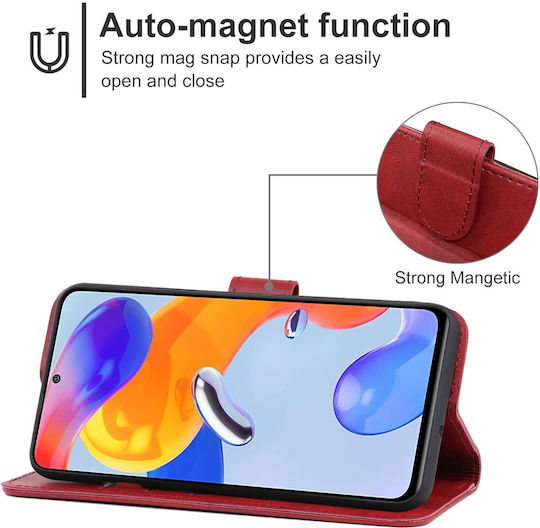 Tel1 Xiaomi Redmi Note 11 Pro+ 5G Портмоне Калъф Книга Червен