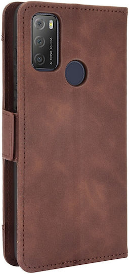 Tel1 Tcl 20y Alcatel 1s 2021 Skin Feel Калъф Книга Кафяв