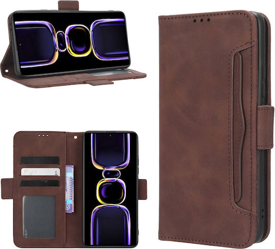 Tel1 Xiaomi Poco F5 Pro 5g Skin Feel Calf Texture Card Slots Book Case Brown