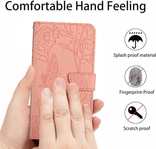 Tel1 Xiaomi Poco C65 Xiaomi Redmi 13c 4g/5g Skin Feel Butterfly Embossed Book Case Pink
