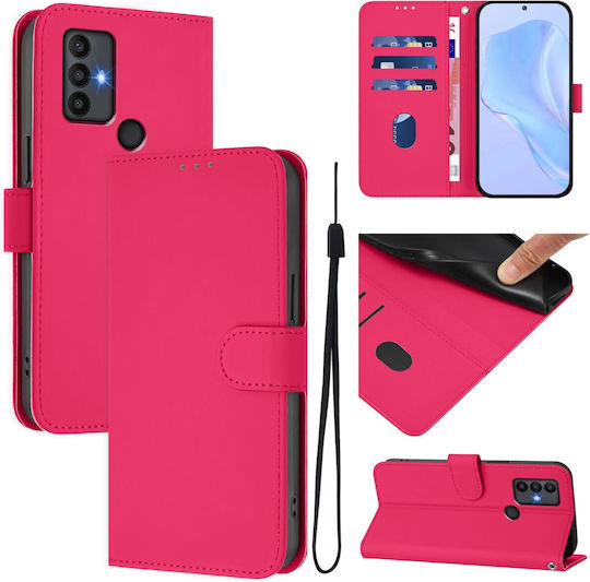 Tel1 Tcl 306 305 30 Se 30 E Skin Feel Solid Color Book Case Rose Red