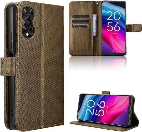 Tel1 Tcl 505 Diamond Texture Θήκη Βιβλίο Brown