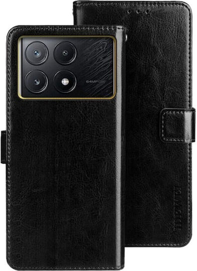 Tel1 Xiaomi Poco X6 Pro 5g Crazy Horse Texture Book Mobile Phone Case Black
