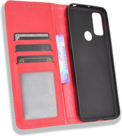 Tel1 Tcl 20y Alcatel 1s 2021 Magnetic Buckle Retro Book Case Red