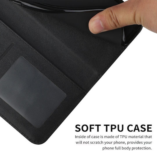 Tel1 Xiaomi Poco C65 Xiaomi Redmi 13C 4G 5G Stitching Calf Texture Buckle Book Case Black