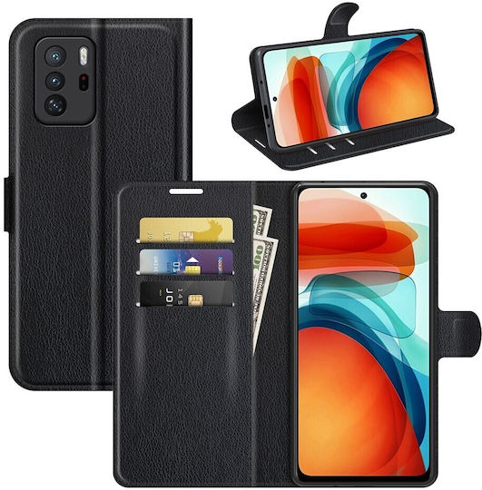 Tel1 Xiaomi Poco X3 Gt Litchi Texture Horizontal Flip Θήκη Βιβλίο Black