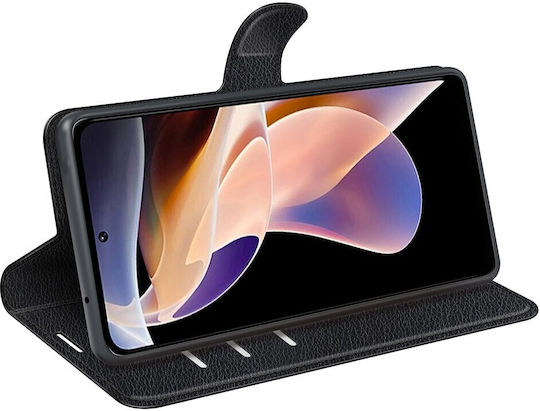 Tel1 Xiaomi Redmi Note 11 Pro+ 5G Litchi Texture Horizontal Book Mobile Phone Case Black