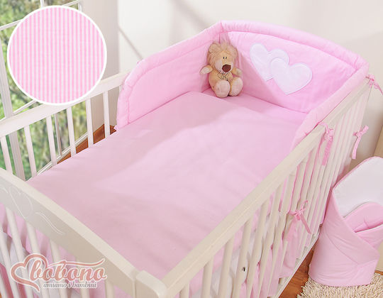 Bobono Σετ Κούνιας Pink Hearts And Stripes 3τμχ