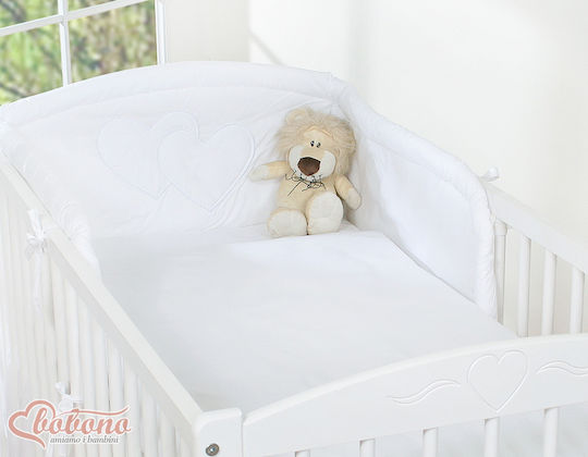 Bobono Set Pentru Patut White Hearts 3 Bucăți