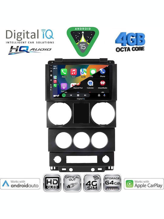 Digital IQ Car Audio System for Jeep Wrangler 2006-2011 Bluetooth USB WiFi GPS Apple CarPlay Android Auto with 9" Touch Screen