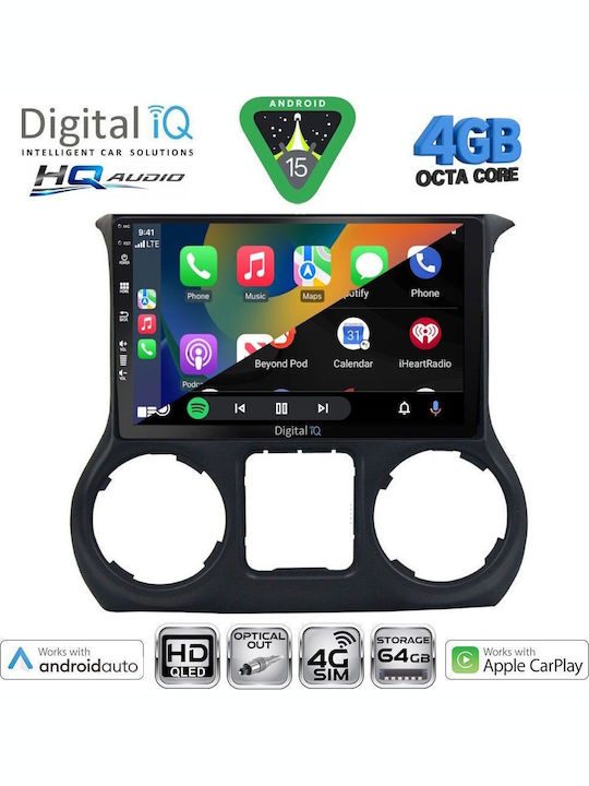 Digital IQ Car Audio System for Jeep Wrangler 2011-2014 (Bluetooth/USB/WiFi/GPS/Apple CarPlay/Android Auto) with 10" Touch Screen