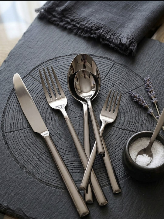 Kutahya Porselen Lotus Brown Stainless Steel Cutlery Set 30 Pieces