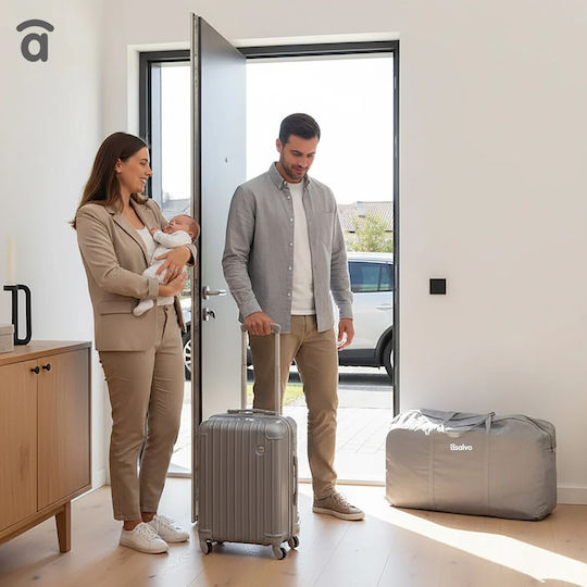 Asalvo Babywiege mit Matratze und Rädern Grau