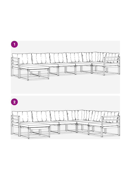 Ecksofa Outdoor-Hölzernes mit Kissen 404x166.5x73cm