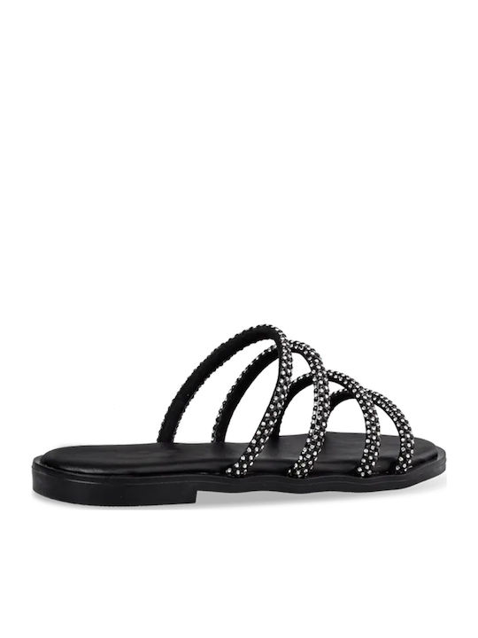 Leather Women's Flat Sandals Black
