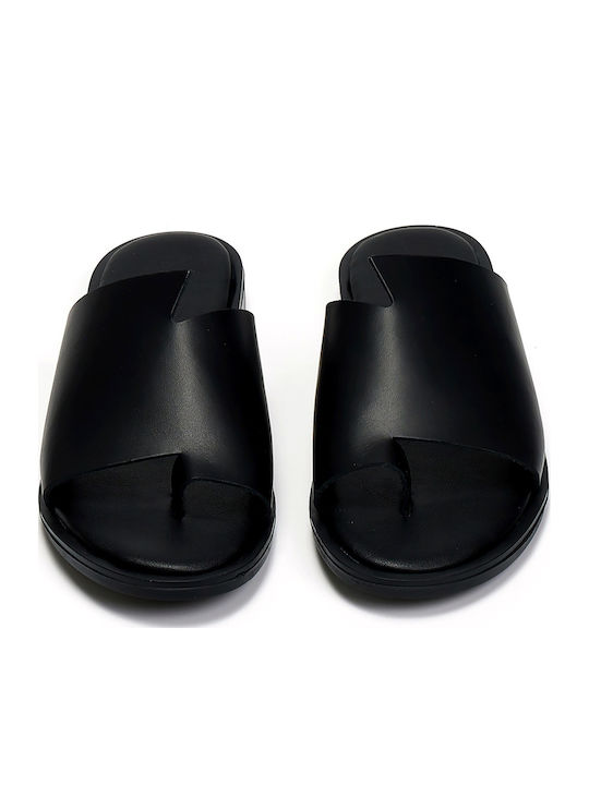 Leather Women's Flat Sandals Black