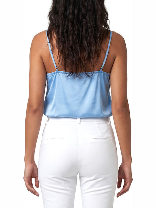 Twenty 29 Damen Twenty-29 Satin Ärmellose Top mit V-Ausschnitt mit Farbe Hellblau