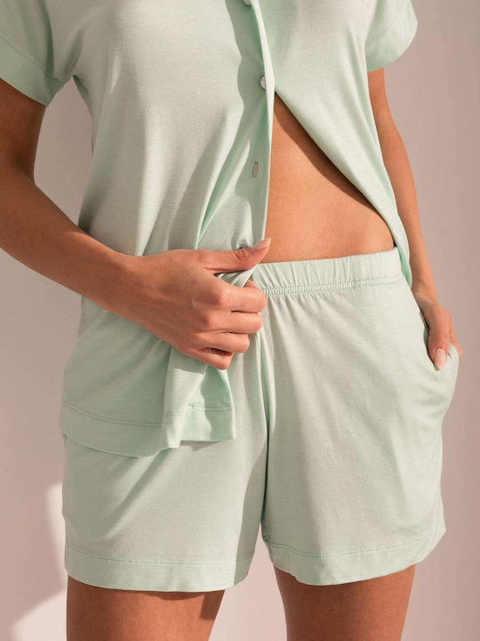 Sofiaman Sofiaman Sommer Damen Schlafanzug Set Grün Cameron