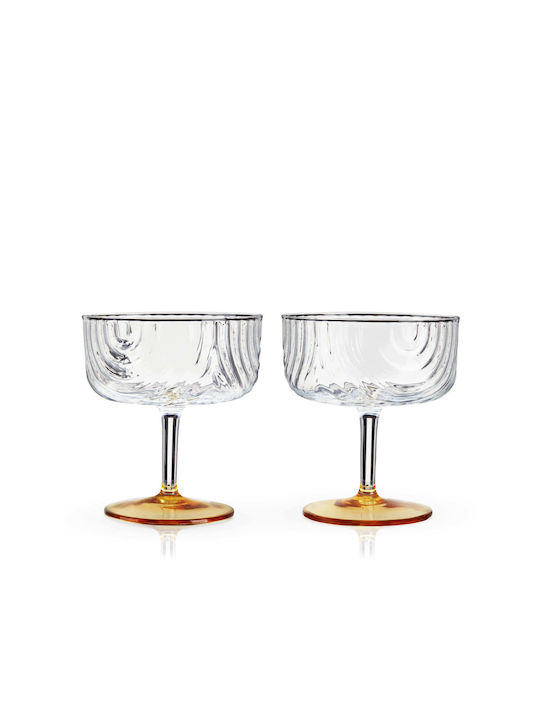 Viski Gatsby Set Cocktail/Drinking Glasses Made of Glass in Gold Colour 266ml 2 Pieces