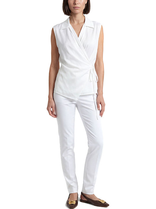 Women’s Satin Sleeveless Blouse White Twenty-29