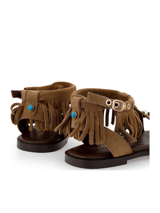 Flache Sandalen Für Damen Tabac Braun