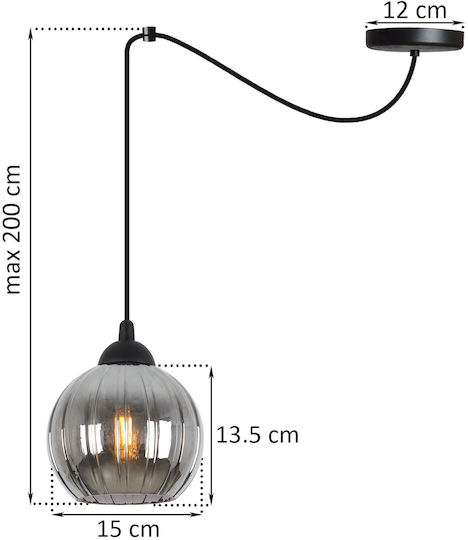 Light Home Candelabru Suspendat Negru cu Soclu E27