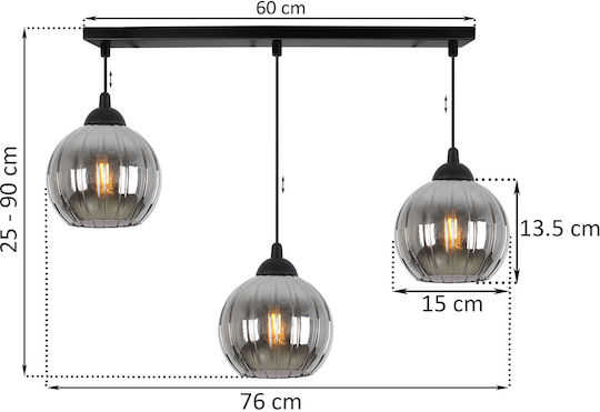 Light Home Висящо Осветително Тяло Черно с Цокъл E27