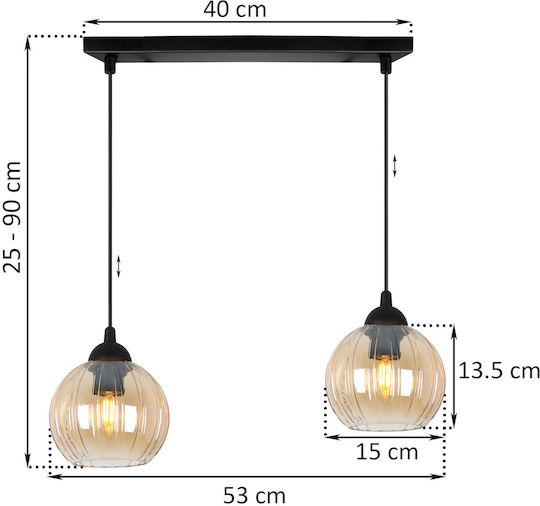 Light Home Κρεμαστό Φωτιστικό Μαύρο με Ντουί E27