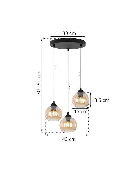 Light Home Candelabru Suspendat Negru cu Soclu E27