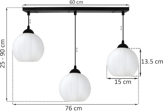Light Home Candelabru Suspendat Negru cu Soclu E27