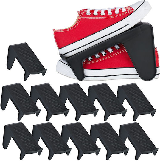 Relaxdays Husă Din Plastic Pentru Depozitarea Pantofilor Neagră 13.5x11.5x24.5cm 12 Bucăți