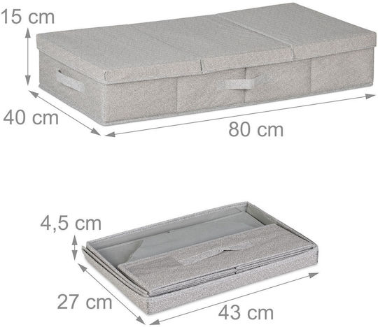 Relaxdays Casetă Textilă Depozitare Haine Gri 15x80x40cm 2 Bucăți