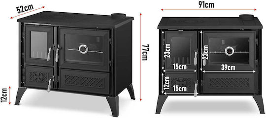 Simge 801 Stella Cast Iron Wood Stove with Oven 9kW Black