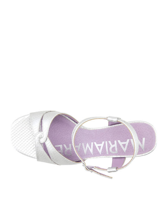 Damen Sandalen Silber Leder