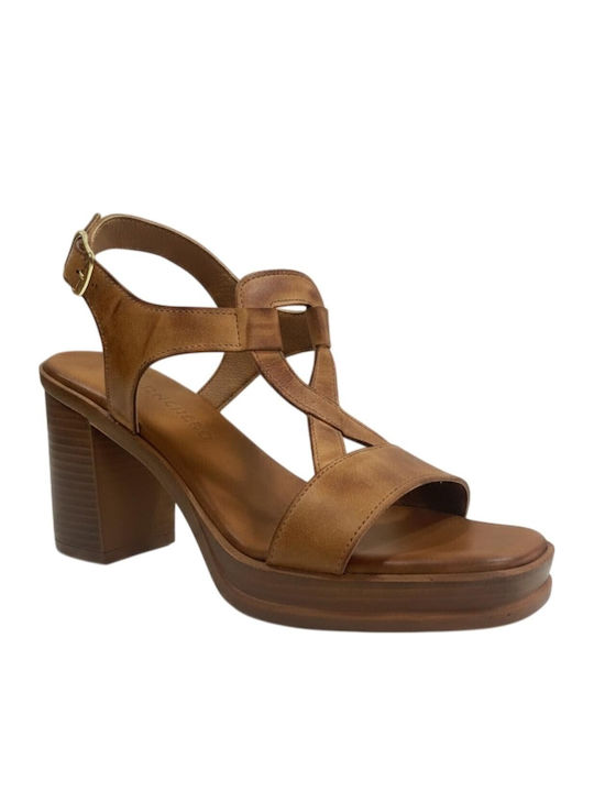 Leather Sandals Tabac Brown