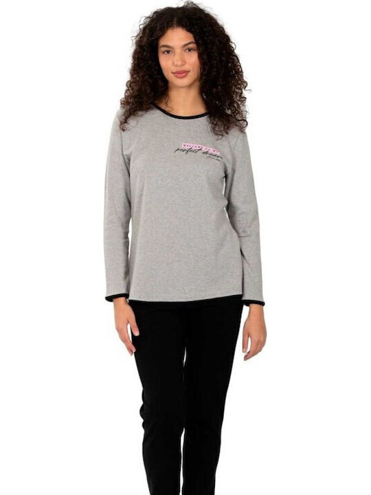 Nina Club Winter Women's Cotton Pajama Set Gray