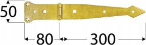 Domax Gate Strap Hinge Zinc Gold 300x80mm
