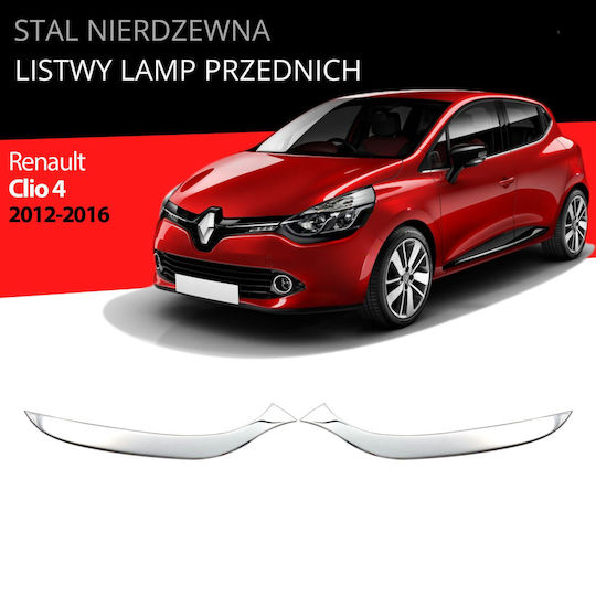 Edelstahl Chrom Scheinwerfer Umrandung Streifen Renault Clio 4 Hb 2012