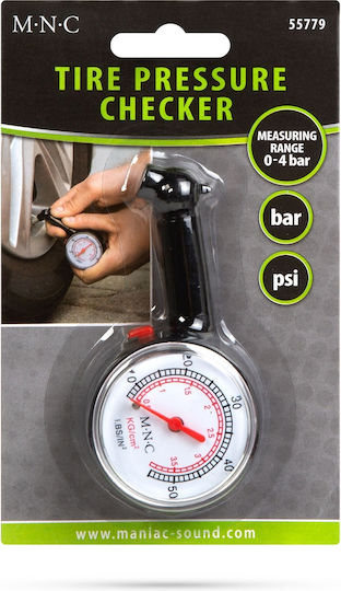 Tester Analogic de Presiune Anvelope Auto Manometru Roată 0-4 Bar Psi Compact Negru