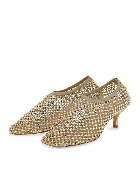 Leather Heels with Medium Heel Gold