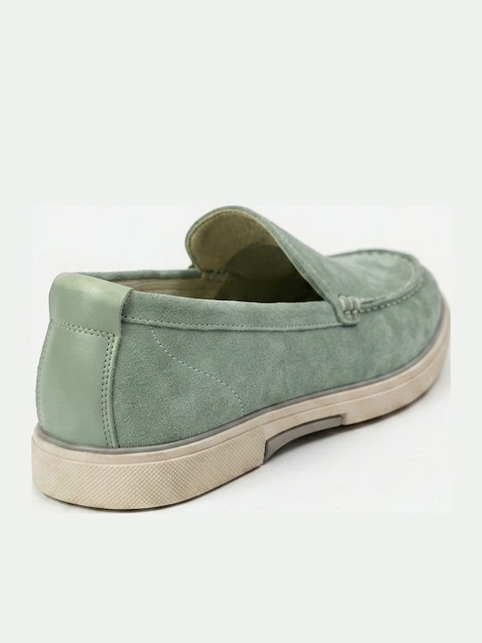 Suede Men's Loafers In Green Colour