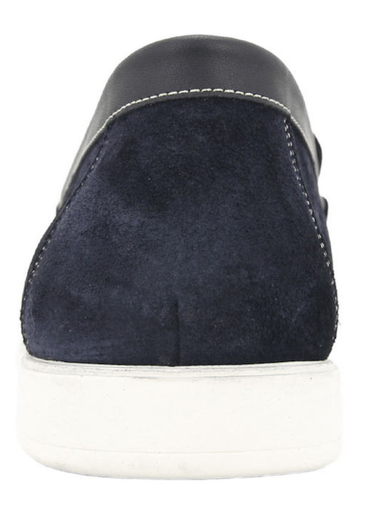 Loafers Mocasini Bărbați Din Catifea În Culoare Albastră